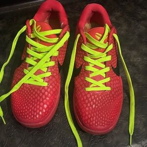 Nike Red Athletic Shoes with Neon Yellow Laces